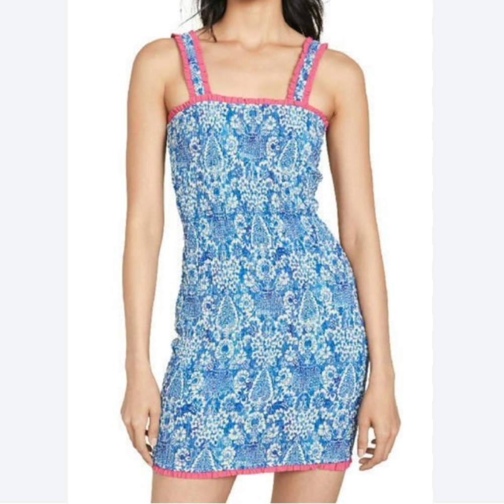 Rhode Jasmine Floral Smocked Bodycon Dress L